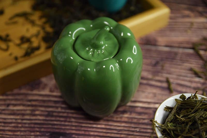 tea storage container green pepper